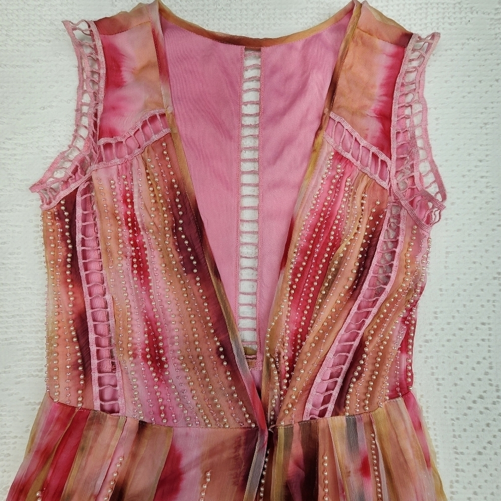 Cecelia De Bucourt NWT Pink Handcrafted Beaded Dress Size Small - Picture 3 of 13